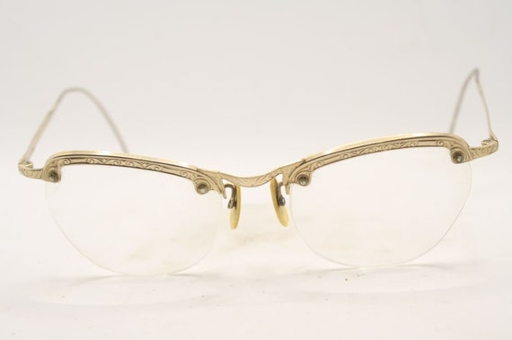 Gold Cat Eye Glasses Vintage Eyewear Retro Glasse… - image 2