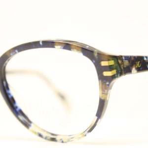 Unused Blue Gold Vintage Eyeglasses Haute Couture Retro
