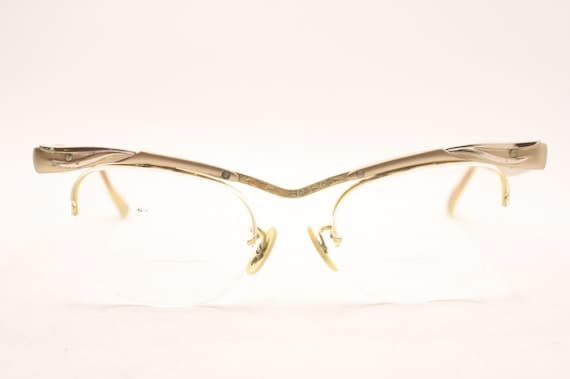 Cat Eye Eyeglasses Vintage Eyewear Glasses Gold C… - image 2