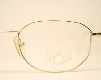Sin usar oro rectángulo Vintage gafas de alta costura retro NOS