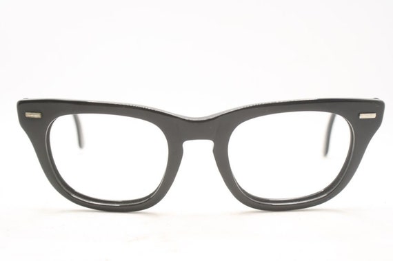 Vintage Black Horn Rimmed Glasses Shuron Frames - image 2