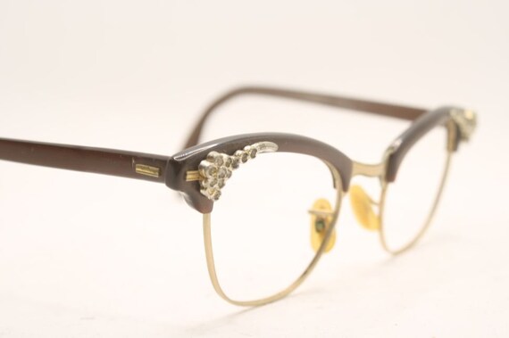 Cat Eye Glasses Vintage Shuron Rhinestone Eyewear… - image 4