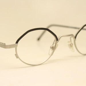 Black Silver Oval Glasses Frames Vintage Retro Eyeglasses image 3