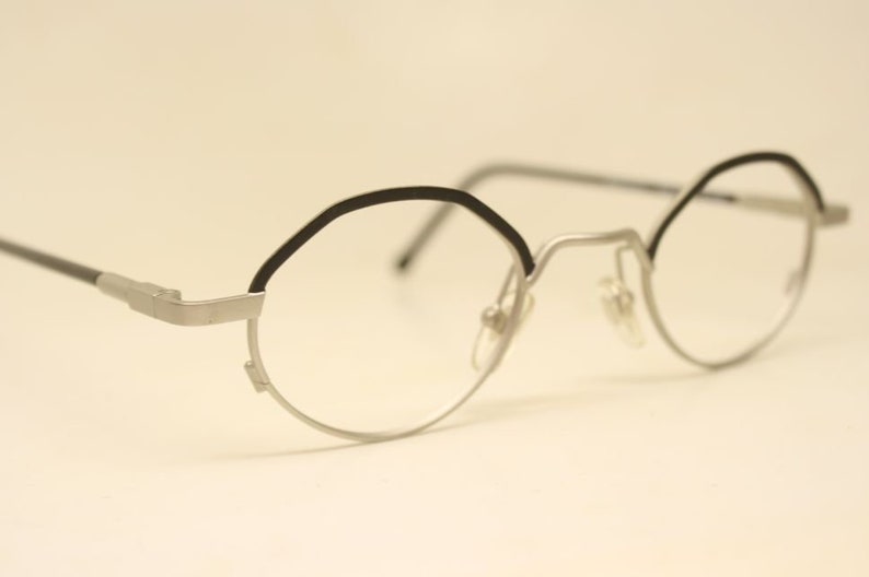 Black Silver Oval Glasses Frames Vintage Retro Eyeglasses image 3