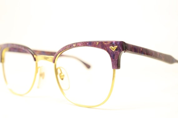 Vintage Purple Browline Eyeglasses Retro Frames M… - image 1