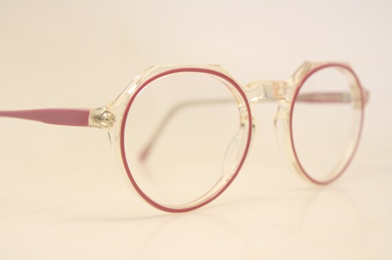 Beautiful Pink Clear Vintage Eye Glasses Retro Ro… - image 4