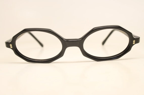 Unique Vintage Eyeglasses Black New Old Stock 197… - image 2
