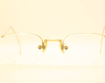 Vintage Semi-Rimless Eyeglass Frames American Optical Antique Rimless Gold Fulvue Glasses 1920s