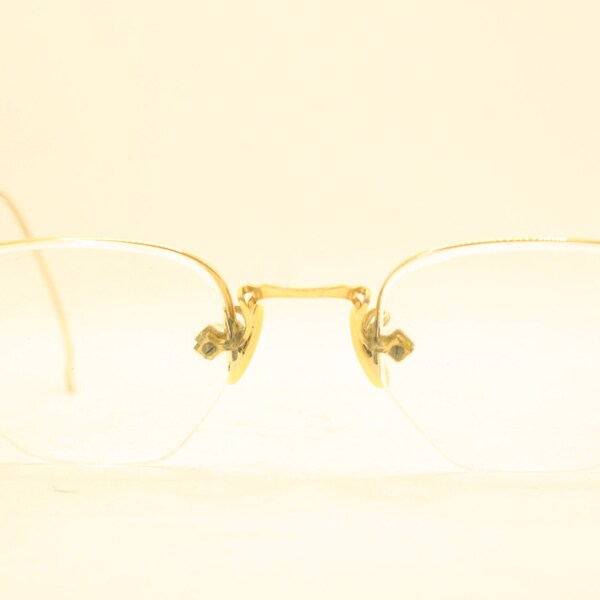 Vintage Semi-Rimless Eyeglass Frames American Optical Antique Rimless Gold Fulvue Glasses 1920s