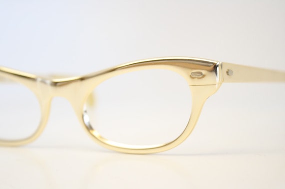 Cat Eyeglasses Gold vintage Eyewear Retro Glasses… - image 1