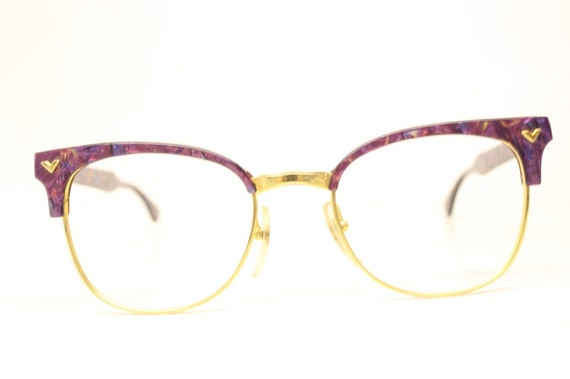 Vintage Purple Browline Eyeglasses Retro Frames M… - image 2