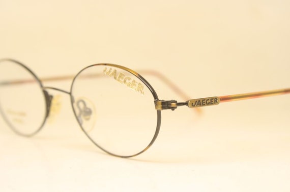 Vintage Eyeglass Frames Gold Tortoise Jaeger 1980… - image 4