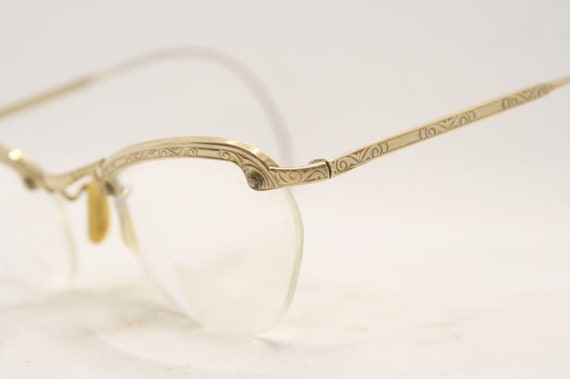 Gold Cat Eye Glasses Vintage Eyewear Retro Glasse… - image 1