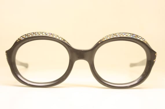 cat eye frames Black rhinestone vintage Eyewear - image 2