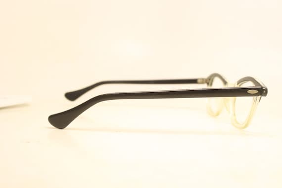 Small Black Yellow  Cat Eye Eyeglasses Vintage Ey… - image 4