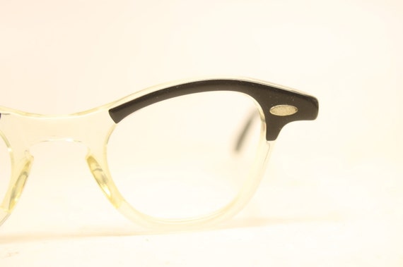 Small Black Yellow  Cat Eye Eyeglasses Vintage Ey… - image 1