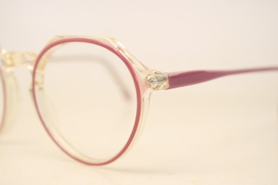 Beautiful Pink Clear Vintage Eye Glasses Retro Ro… - image 1