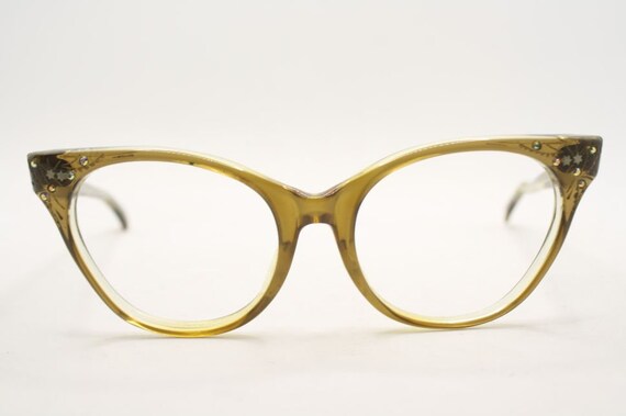 Smal Brownsmoke Catseye Glasses vintage Eyewear R… - image 2