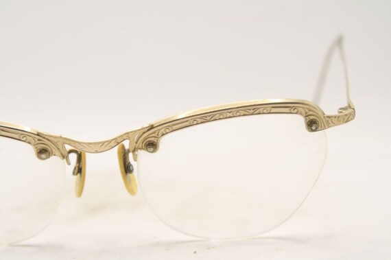 Gold Cat Eye Glasses Vintage Eyewear Retro Glasse… - image 3