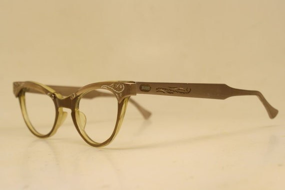 Vintage Cat Eye Glasses Combination Brown 1960s v… - image 3