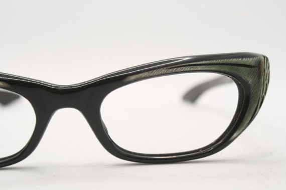 Black Green Catseye Glasses vintage Eyewear Retro… - image 3