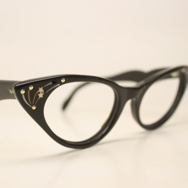 Black Cat Vintage Eyeglasses Unique vintage Eyewear Retro Glasses Catseye glasses vintage frames