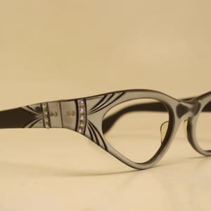 Vintage Cat Eye Glasses Gray  Fade Rhinestone 1960s vintage frames
