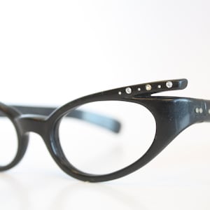 Black Rhinestone Cat Eye Eyeglasses Vintage Glasses Cat Eye Frames