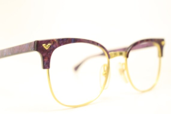 Vintage Purple Browline Eyeglasses Retro Frames M… - image 4