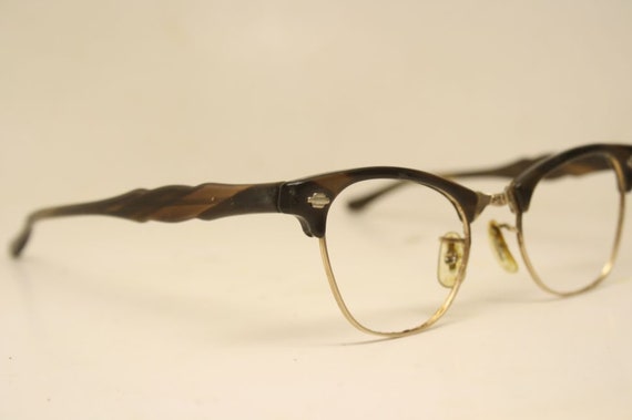 Brown Cat Eye Eyeglasses gold filled Vintage Eyew… - image 2