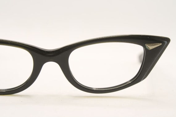 Small Black Catseye Glasses vintage Eyewear Retro… - image 3