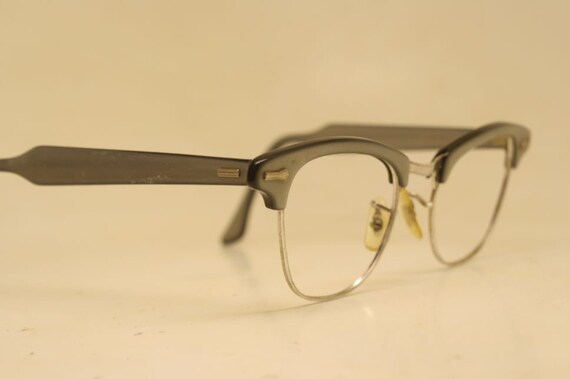 Vintage Cat Eye Glasses Gray Silver Shuron 1960s … - image 3