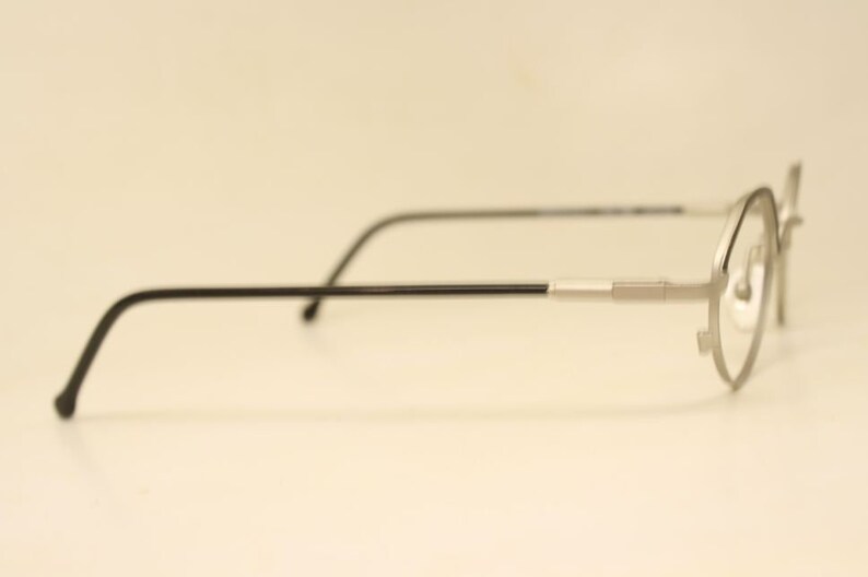 Black Silver Oval Glasses Frames Vintage Retro Eyeglasses image 5