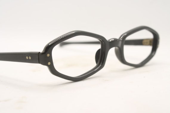 Vintage Eyeglasses Black New Old Stock 1970s Retr… - image 3