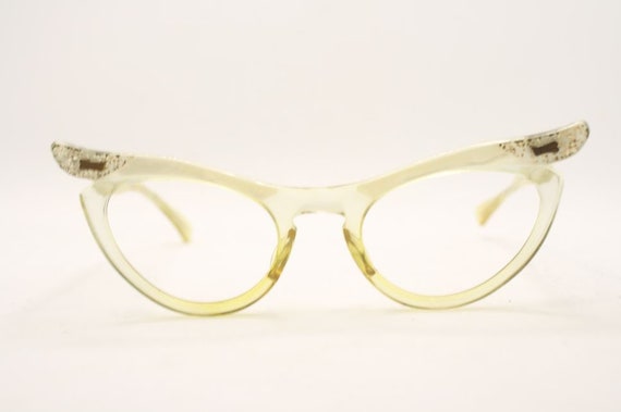 Catseye Glasses Biege vintage Eyewear Retro Glass… - image 2