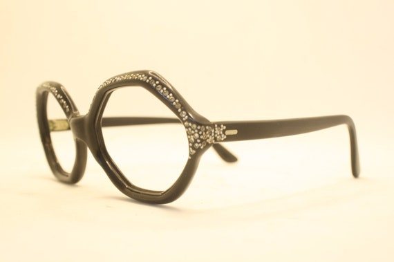 Black Vintage Eyeglasses Oversize 1970s 1980s Ret… - image 1