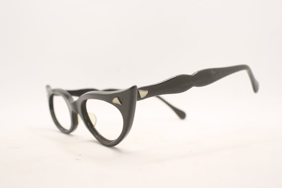 Vintage black Cat Eye Glasses vintage Eyewear Ret… - image 3