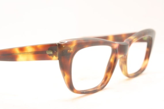 Vintage Tortoise Horn Rimmed Glasses 1960s Frames - image 4