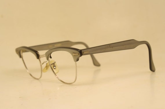 Vintage Cat Eye Glasses Gray Silver Shuron 1960s … - image 4