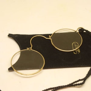 Authentic Gold Round Lunor Pince Nez Nuremberg Style Eyeglasses