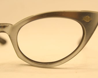 Vintage Silver Glossy Cat Eye Glasses Vintage Eyewear Retro