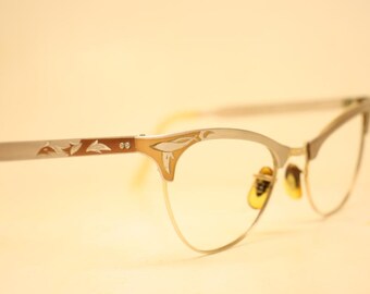 Vintage Eyeglasses 1960s Octagon Shape Gold Tone Made in USA 12k