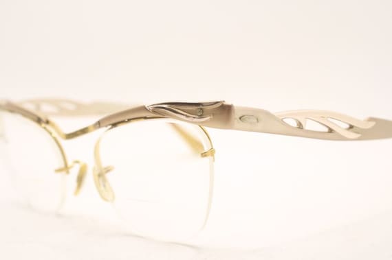 Cat Eye Eyeglasses Vintage Eyewear Glasses Gold C… - image 1