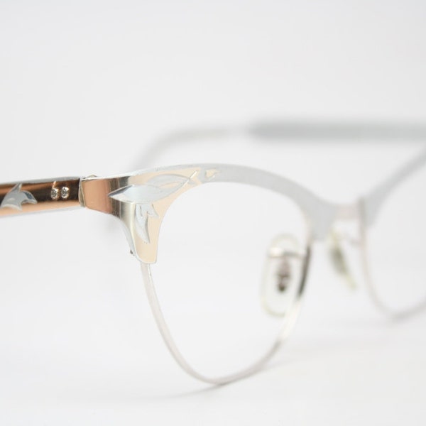 Small Aluminum 12k Cat Eye Glasses vintage Eyewear Retro Glasses Catseye glasses vintage frames