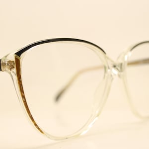 Unused Black Brown Clear Vintage Eyeglasses Haute Couture Retro NOS
