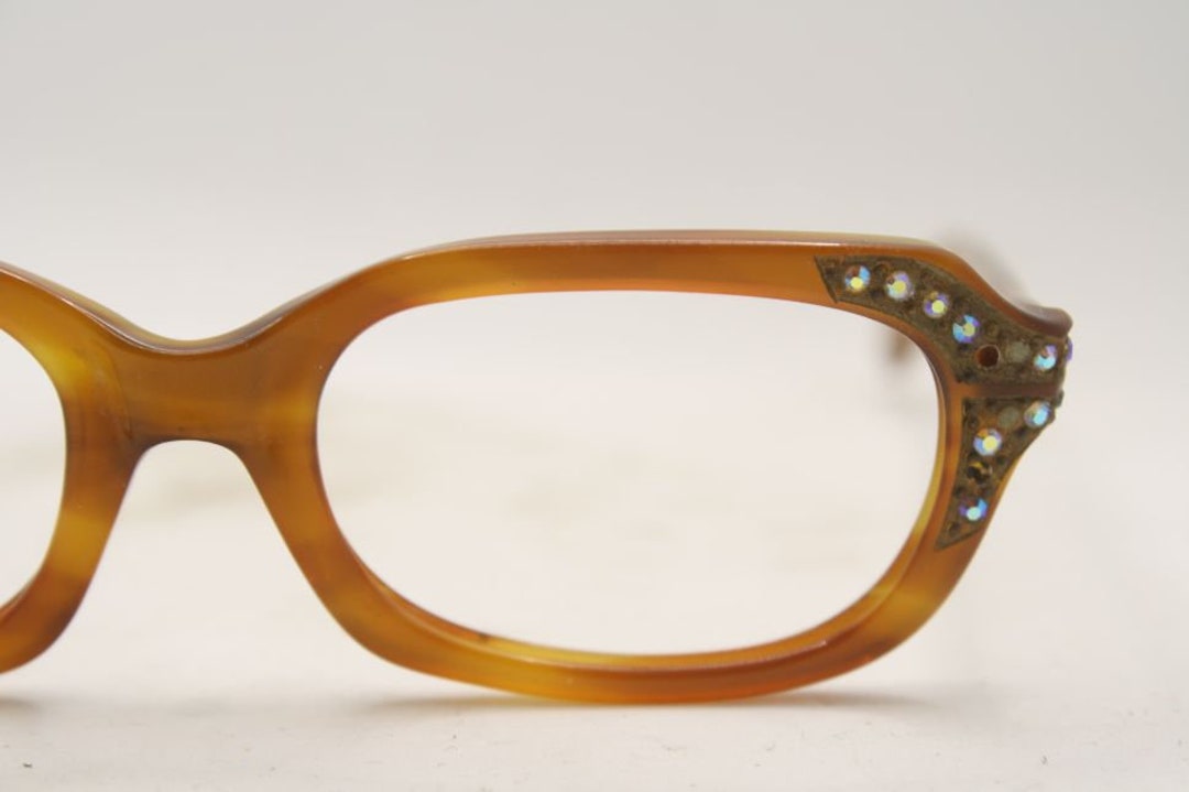 Vintage Tortoise Rhinestone Cat Eye Glasses Eyeglasses