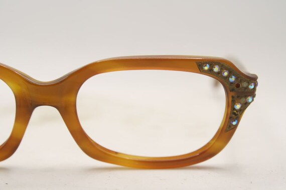 Vintage Tortoise Rhinestone Cat Eye Glasses Eyeglasses