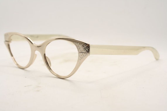 Vintage Gold Cat Eye glasses Eyeglasses Frames 19… - image 4