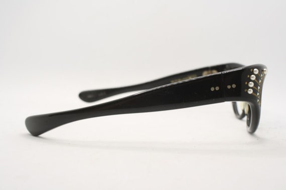 Black Rhinestone Cateye Glasses vintage Eyewear R… - image 4