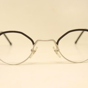 Black Silver Oval Glasses Frames Vintage Retro Eyeglasses image 2